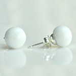 White murano glass earrings round button nail genuine murano glass of venice