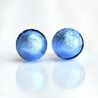 Boucles d'oreilles boutons bleu ocean en veritable verre de murano de venise
