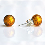 Amber murano glass earrings round button nail genuine murano glass of venice