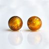 Boucles d'oreilles boutons ambre en veritable verre de murano de venise