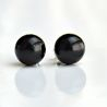 Black murano earrings round button nail genuine murano glass of venice