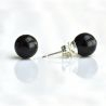 Boucles d'oreilles boutons noires en veritable verre de murano de venise