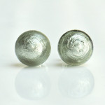 Gray murano earrings round button nail genuine murano glass of venice