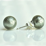 Aretes gris auténtico cristal veneciano murano 