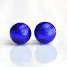 Oorbellen-knoppen kobalt blauw in originele murano glas uit venetië
