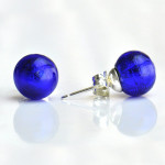 Aretes azul cobalt auténtico cristal veneciano murano 