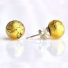 Gold crystal murano glass earrings round button nail genuine murano glass of venice