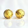 Gold crystal murano earrings round button nail genuine murano glass of venice