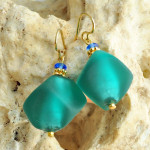 Green murano glass earrings genuine venice murano glass