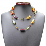 Collier verre murano ambre or 