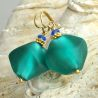 Green murano earrings genuine venice murano glass