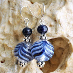 Boucles d'oreilles verre murano bleu