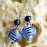 Blue murano glass earrings genuine venitian murano glass