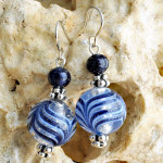 Blue murano glass earrings genuine venitian murano glass