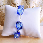 Sasso rigadin blue collar in real murano glass venice