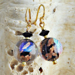 Black murano earrings jewel in real venice murano glass