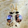 Black murano earrings jewel in real venice murano glass