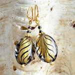 Gold und schwarz murano glas schmuck ohrringe aus echtem muranoglas aus venedig 