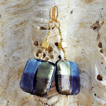 Boucles d'oreilles venitienne bleu carre