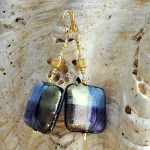 Boucles d'oreilles murano bleu carre