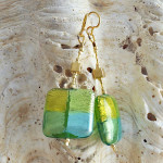 Green murano glass earrings quadrifoglio murano glass of venice