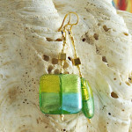 Boucles d'oreilles verre murano pendantes vertes