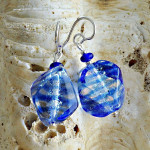 Aretes cristal murano azul auténtico cristal de venecia murano