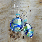 Blue murano earrings charly fili in real murano glass venice