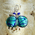 Aretes murano azul charly lapis en verdadero cristal de murano venecia