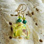 Boucles d'oreilles vertes en verre de murano