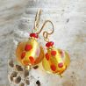 Red murano glass earrings mix red peas