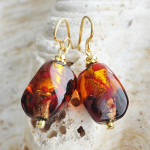 Boucles d'oreilles en verre de murano ambre