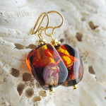 Boucles d'oreilles en verre de murano rouge ambre