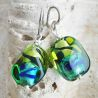 Green and blue murano glass earrings
