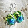 Green and blue murano glass earrings sasso bicolor