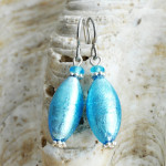 Boucles d'oreilles en verre de murano bleu argent