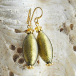  ohrringe aus muranoglas gold grau olive 