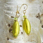 Boucles d'oreilles en verre de murano vert anis