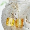 Gold earrings cubo sciogliendo murano glass of venice