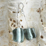 Grey murano glass earrings cubo sciogliendo murano glass of venice