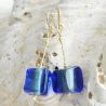 Oorbellen cubo sciogliendo blauwe originele murano glas van venetië