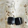 Boucles d'oreilles cubes noires en verre de murano de venise