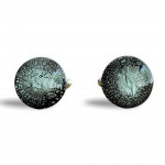 Round grey silver cufflinks in real murano glass venice