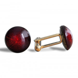 Round red crackle - red murano glass cufflinks in real venitian