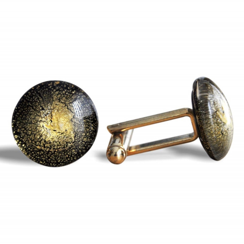 Round gold murano glass cufflinks in real murano glass venice