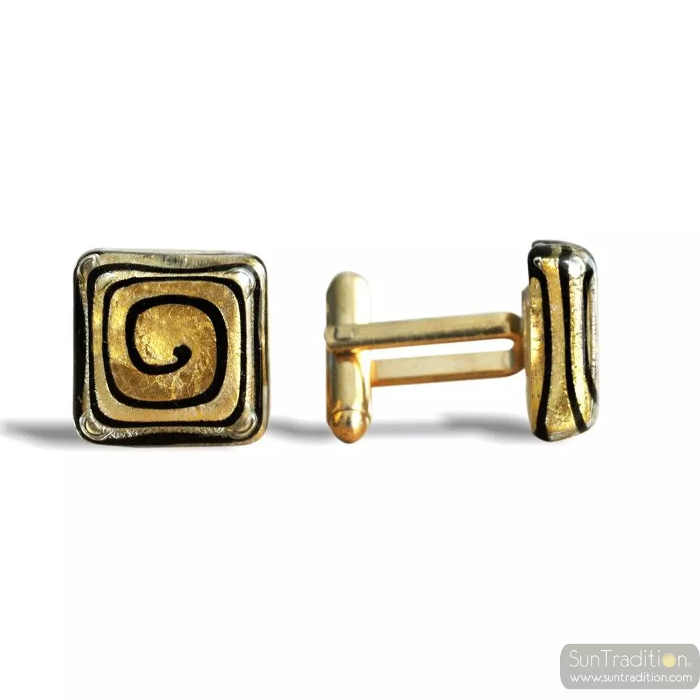 Spiral gold - gold murano glass cufflinks in real venitian glass