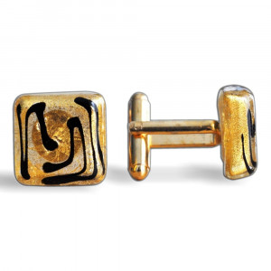 Gold murano glass cufflinks in real murano glass venice