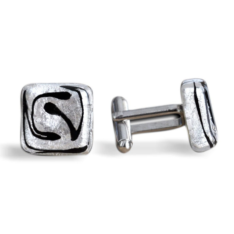 Boutons de manchette murano argent