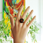 Black and gold spiral ring glass murano