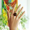 Ring, murano ronde craquelee amethist en goud glas 